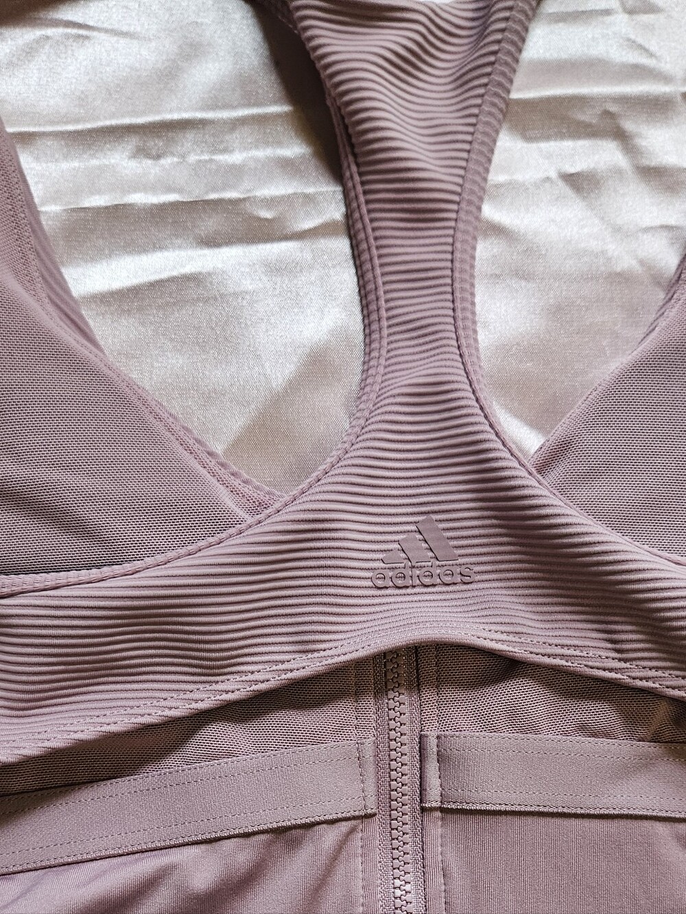 Adidas Mauve Ribbed Zip-Front Unitard - Picture 9 of 10
